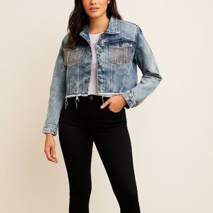 Thrill Blue Denim Fringe Jean Jacket